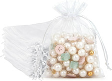 6 x 9 inch Organza Bags, 50 Pcs White Gift Bags Sheer Organza Bag Large Drawstri