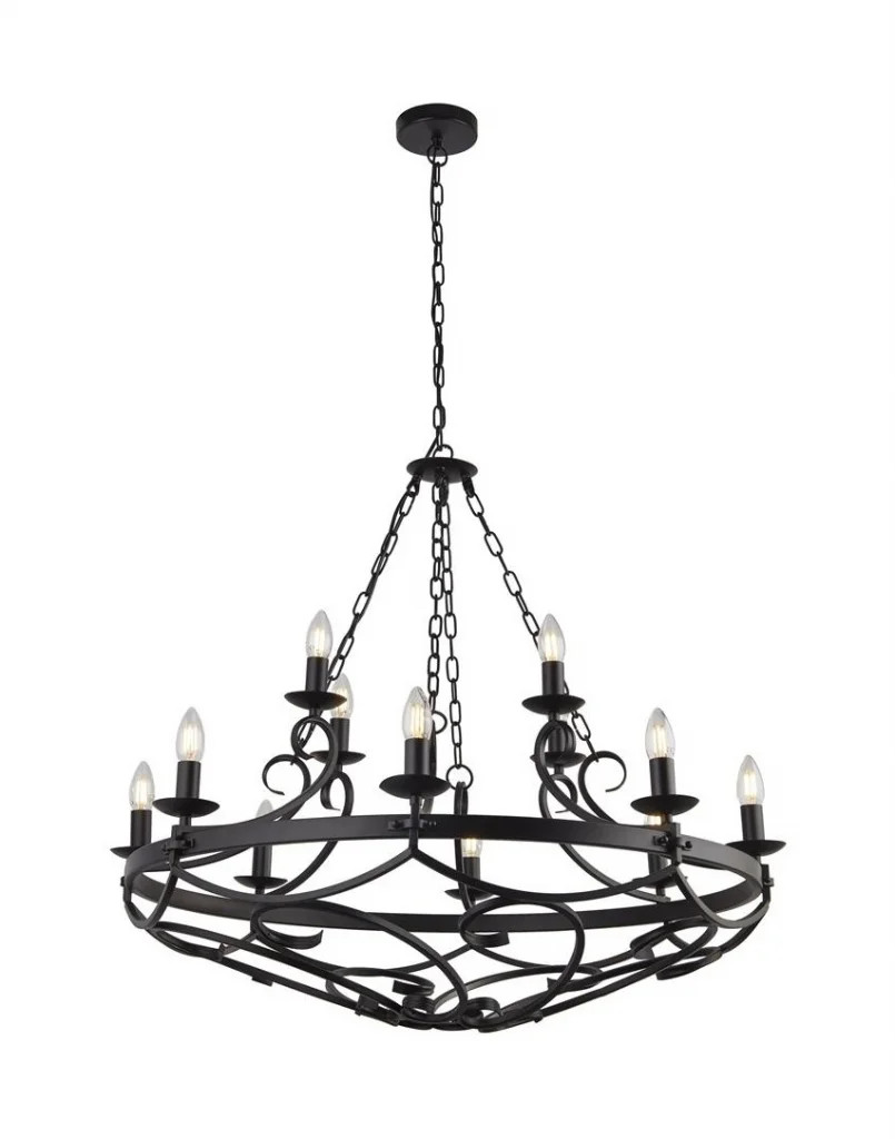 Ceiling Light Black Cartwheel III 12 Matt Searchlight 8912-12BK