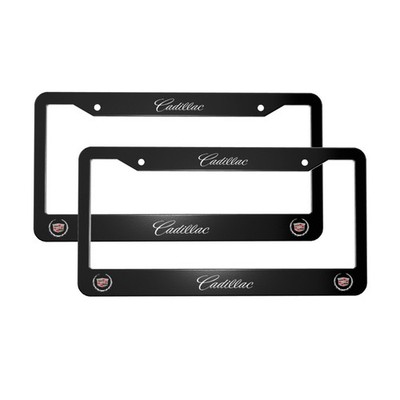 Cadillac 2 Pack Stainless Steel Rust-Proof License Plate Frame Holder Black