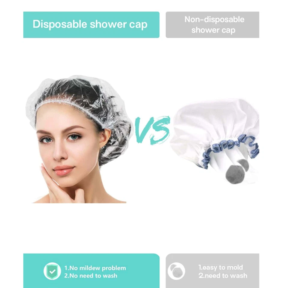 Gorro de ducha desechable impermeable plástico cubierta para el cabello abrigo para la cabeza de salón gorro de baño Foto 4 de 4