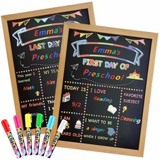 First and Last Day of School Sign 10"x12" - Double-Sided Chalkboard with Soli...