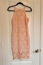 Soprano Blush Pink Floral Lace Sleeveless Lined Midi Dress Ladies Medium