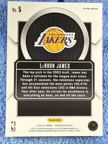 LEBRON JAMES 2024-25 PANINI PRIZM TALISMEN BASKETBALL SILVER B Q0234 - Picture 2 of 2