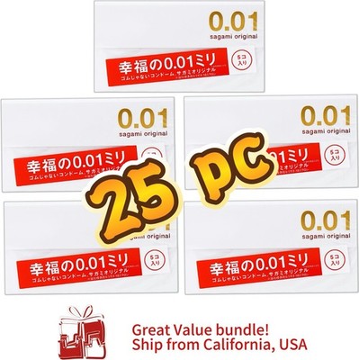 Sagami Original 001 Ultra Thin Condoms 5pc x 5 Pack (25 Total)   Ship from CA