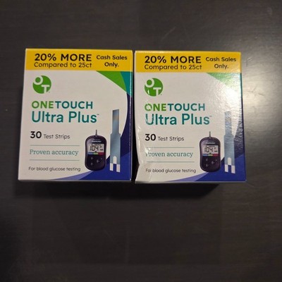 2 30 Count boxes OneTouch Ultra Plus Blood Glucose Test Strips Exp. 11/30/2027