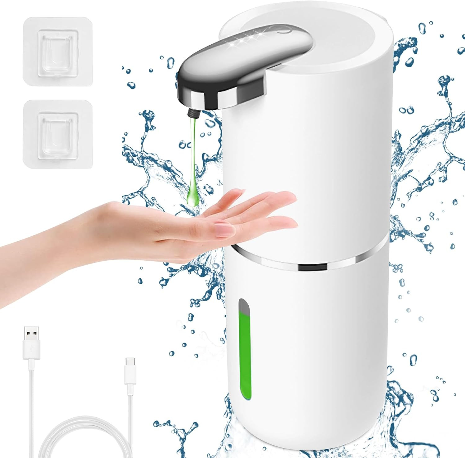 Distributeur savon automatique mains libres 350ml en ABS noir étanche