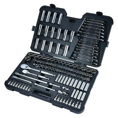 Westward 53Pn74 3/8'', 1/2'' Drive Socket Set Sae, Metric 127 Pieces 1/2 In To 1