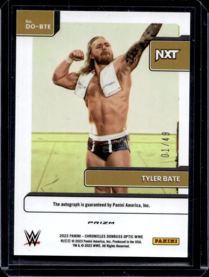 2023 Chronicles WWE Tyler Bate Donruss Optic Signature Series Blue Auto #/49 - Image 2 of 2