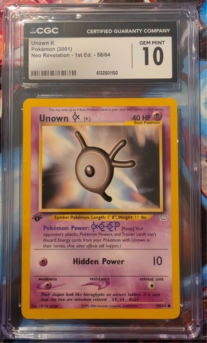 Unown [K] (1st Edition) graded CGC 10 for sale on eBay