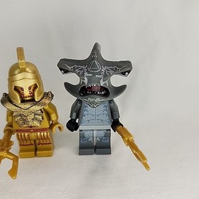 LEGO Gold Poseidon Temple Statue Atlantis Minifigure 7985 + Shark Soldier 