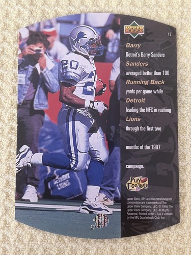 1998 Upper Deck SPX Barry Sanders ORO ologramma Holo fustellato #17 leoni - Foto 2 di 2