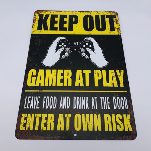 Keep Out Gamer at Play 8” x 12” Aluminum Tin Sign Man Cave Game Room Wall Art - Picture 3 of 4