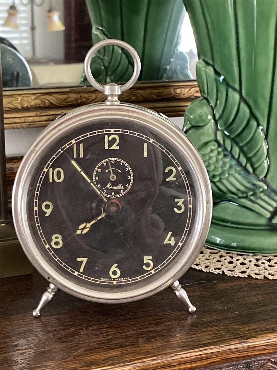 Mauthe置き時計 Antique Mauthe Clock 1920's German Alarm Clock 7”x5” Working
