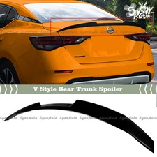 FOR 2020-2025 NISSAN SENTRA GLOSS BLACK V STYLE HIGH-KICK TRUNK SPOILER WING LID