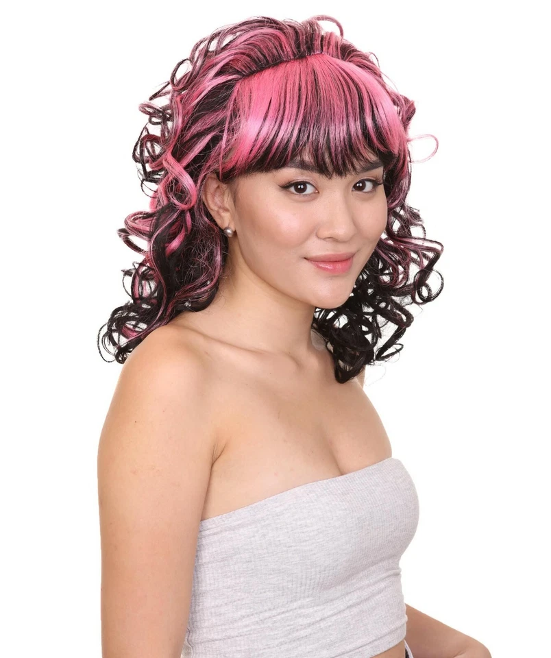Peluca para mujer adulta para juego de disfraces monstruo peluca negra rosa HW-090 Foto 4 de 4