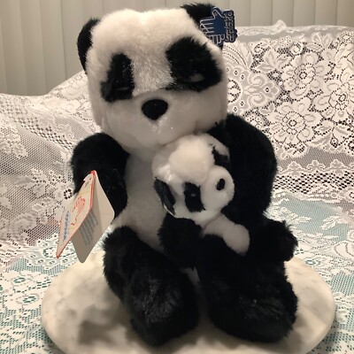 Vintage Applause - NEW w/tags Plush    HUG ME TENDER  Panda & Baby - Fast Ship