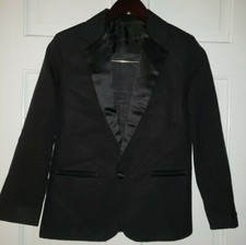 Black Formal Satin Look Collar Wedding Blazer dinner Jacket. Boys 12