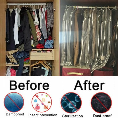 6 x Clear Coat Dress Garment Clothes Cover Dust Protector Travel Bag with Zip - Picture 6 of 6