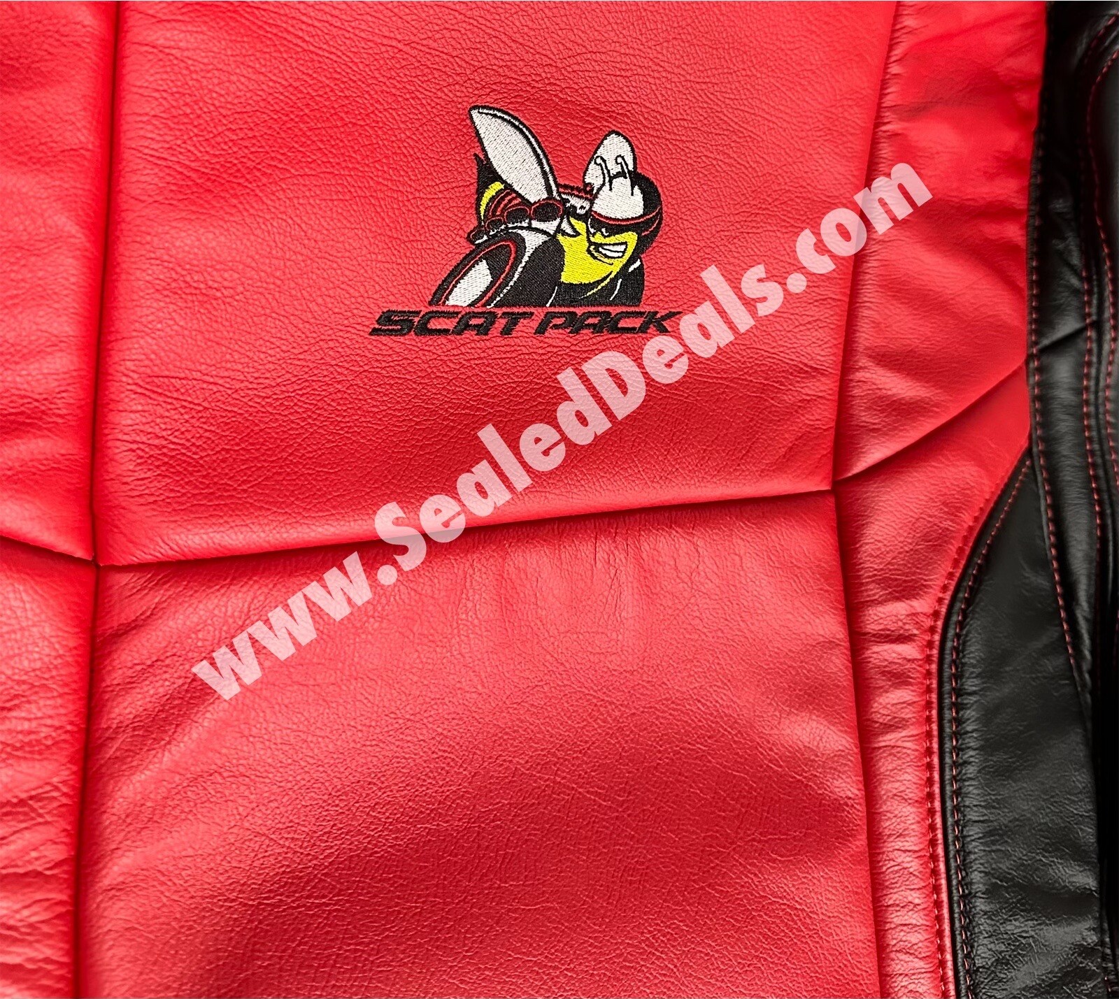 Black & Salsa Red Leather Seat Covers for 201523 Dodge Charger w Scat Pack Logo eBay