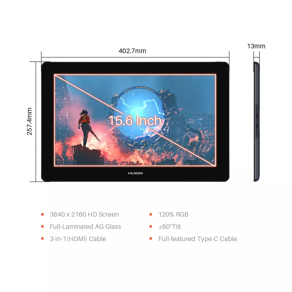 HUION KAMVAS PRO 16 （4K）Graphics Drawing Tablet with Screen Full-Laminated Stand - Image 4 of 4