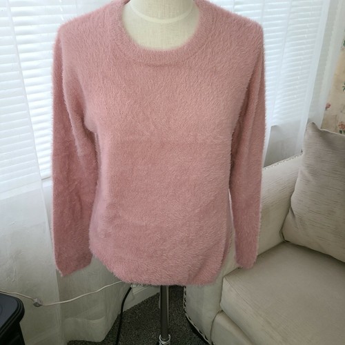 Ellen Tracy pink fuzzy sweater size 