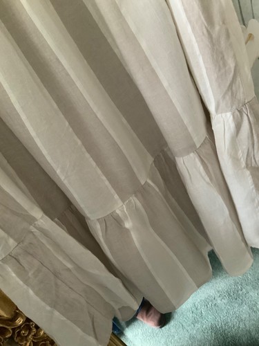 Monsoon Lila neutral stripe shirred dress with puffball sleeves XL 20-22 £80 NEW - Picture 10 of 15