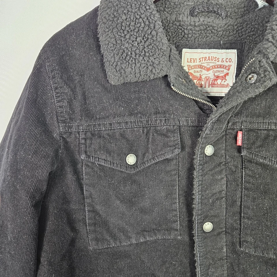 Chaqueta de camionero Sherpa tipo III mediana Levi's para hombre pana negra Foto 4 de 4