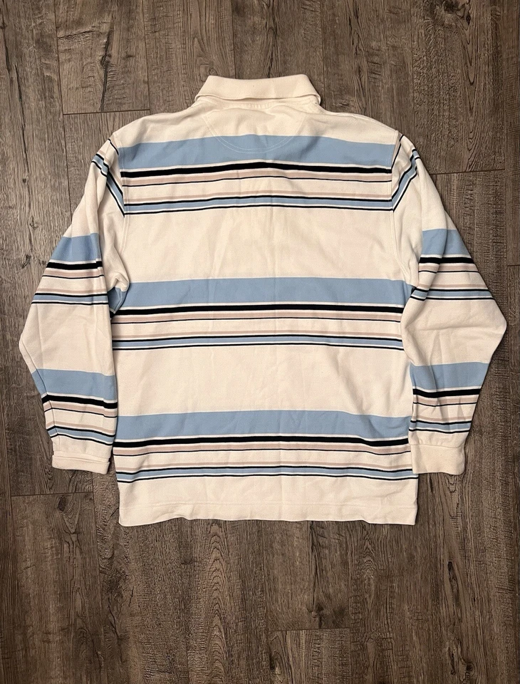 Polo Kani Dorado Para Hombre Grande Azul con Rayas Blancas y Doradas Manga Larga Foto 2 de 4