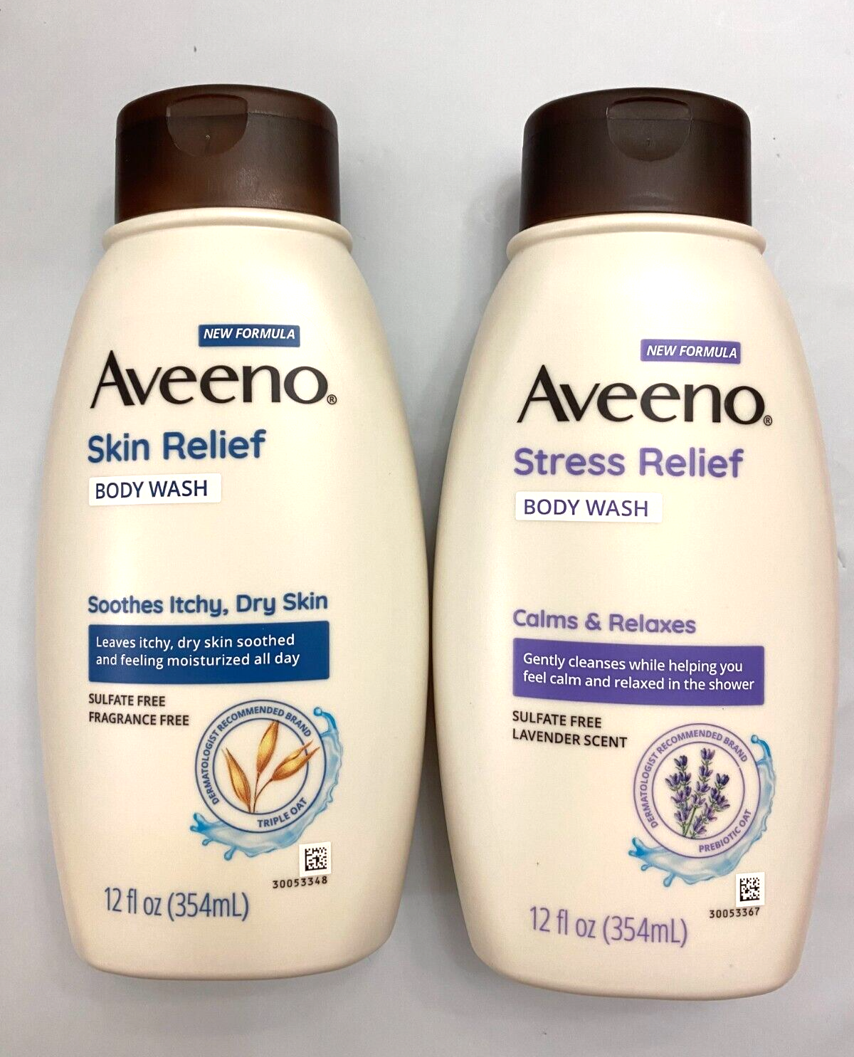 Aveeno Skin Relief Body Wash 12 oz, 2 pack - 1 Fragrance Free + 1 Lavander Scent