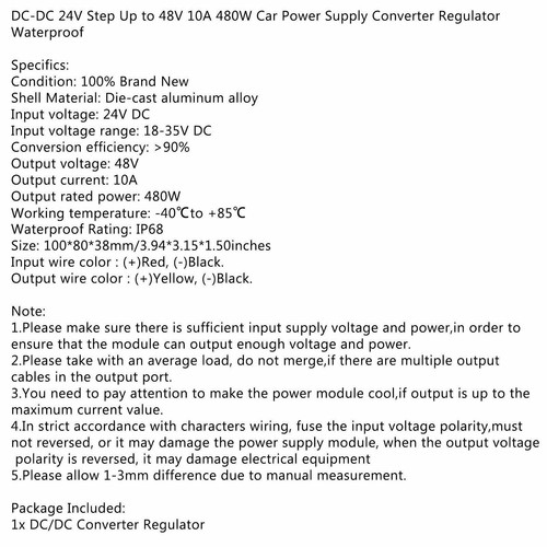 24V Auf 48V DC-DC Step Up Boost Spannungswandler 10A 480W Industrie-Netzteile AH - Bild 11 von 12