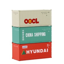 3pcs Different N Scale 1:160 20ft Shipping Container 20' Cargo Box Freight Car