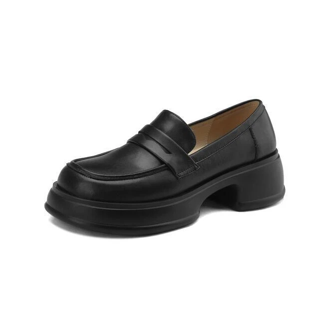 Leather platform loafers sales