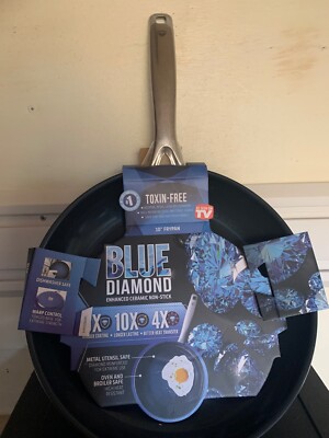 10  Ceramic Fry Pan One Size Blue Brand New Great Gift Idea