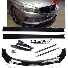 For Mercedes Benz Class Front Rear Lip Chin Bumper Spoiler Side Skirt Gloss Blac