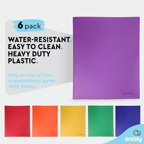 Enday Paper Folders With Pockets – 100 Pack Letter Size Two-Pocket Folders, Assorted Colors - View #2