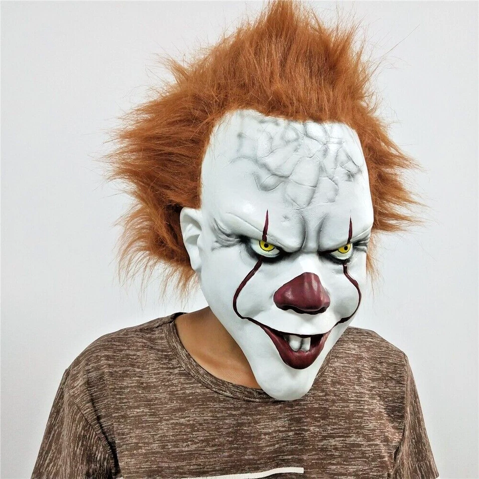 Scary Clown Mask Adults Fancy Dress Halloween Costume Party latex Headgear - Image 2 of 4
