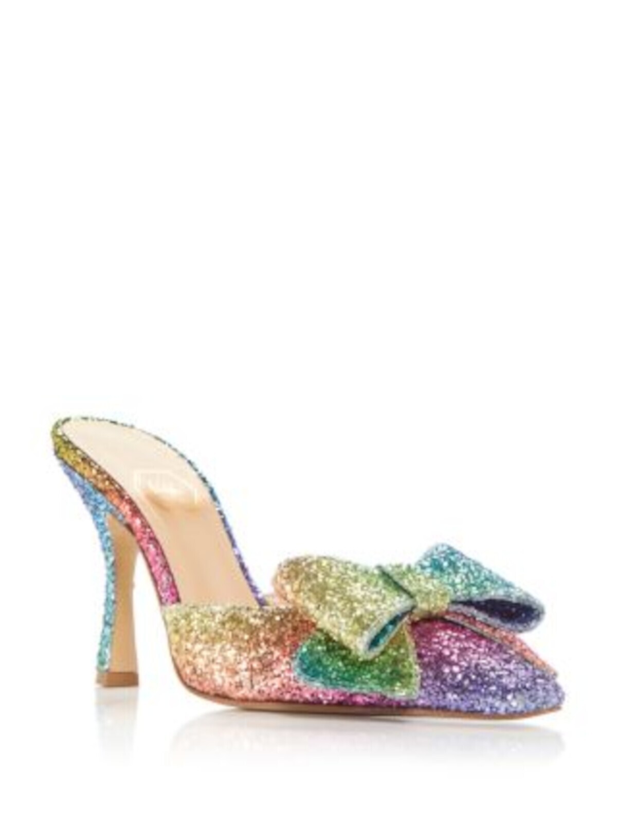 Женские шлепанцы NALEBE Rainbow Dimante с расклешенным носком без застежки на каблуке 39