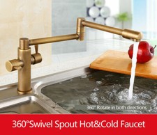 Folding Faucet Antique Brass Kitchen Sink Mixer 360 H  C Swive Laundry Tap US