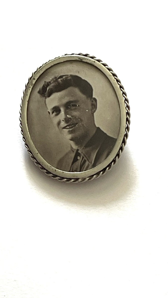Ancienne Broche argentée porte photo art déco bijou vintage