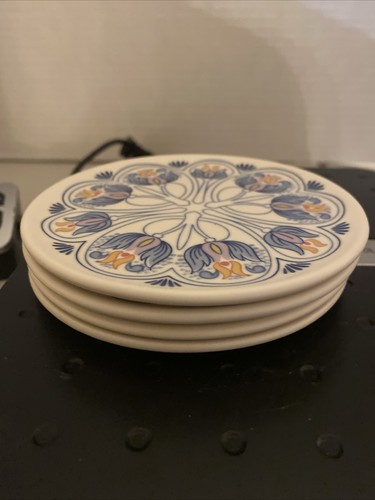 VINTAGE Royal Goedewaagen AMATA Small COASTER 4" HOLLAND Delft TULIP Set Of 4 - Picture 2 of 3