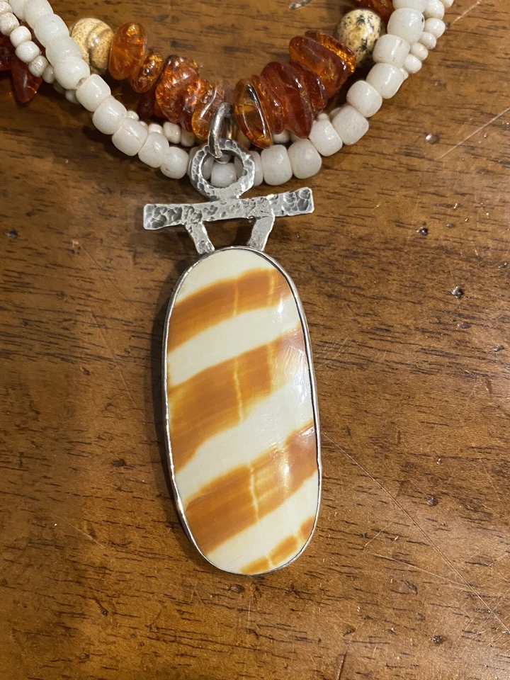 Collar semiprecioso ámbar plata esterlina 925 hecho a mano JANICE LEE RIPLEY JLR Foto 2 de 4