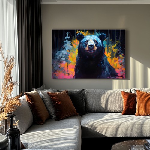 Black Bear Oil Painting Print Framed Canvas Wall Art Decor Wildlife Animals - Picture 5 of 13