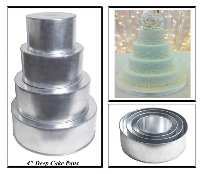 4 TIER HEAVY DUTY ROUND CHRISTMAS CAKE TINS 6" 8" 10" 12" (4" Deep)