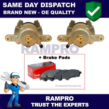 Rampro Front Brake Calipers + Pads Fits Nissan Micra 2010- Note 2013-