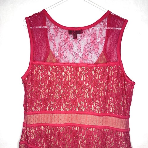 Abito body Lane Bryant misto pizzo rosa corallo donna taglie forti 16 elasticizzato festa - Foto 5 di 12