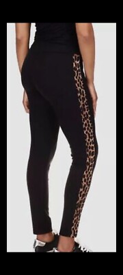 Michael Kors Women's Black Stretch Cheetah Stripe Leggings Size PM