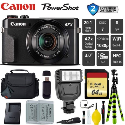 Canon PowerShot G7 X Mark II Point and Shoot Digital Camera + Extra Battery + Di