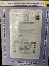 Microscale Decal N Scale 60-907 Atlantic Coast Line & Subsidiary Lines GP-7 Loco
