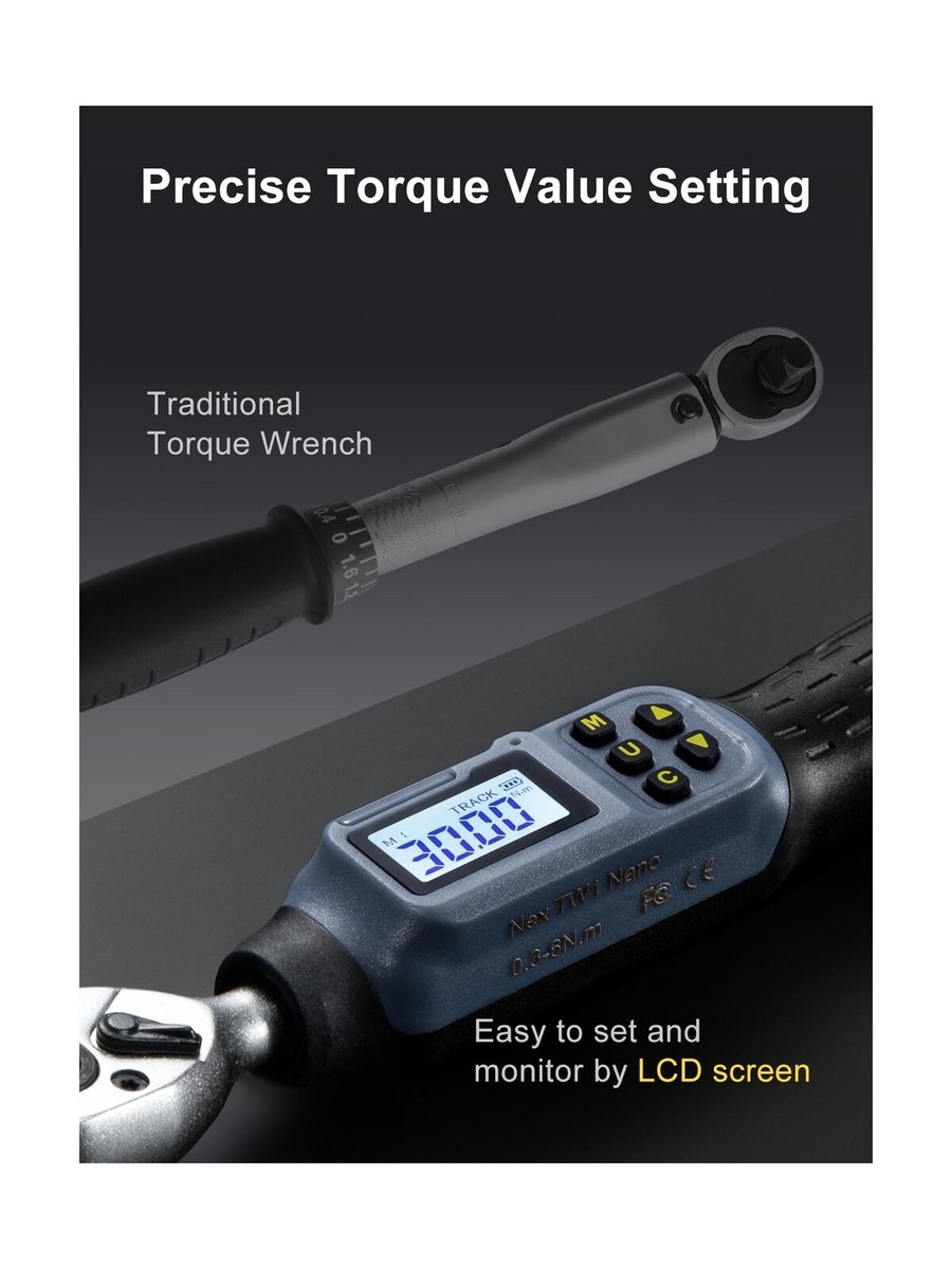 GROWNEER Digital Torque Wrench, 1.1-22.1 Ft-lbs/1.5-30 Nm, 1/4
