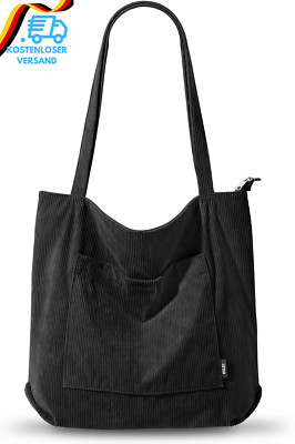 KALIDI Cord Tasche Damen Umhängetasche Mit Reißverschluss Wasserdicht Tote Bag M